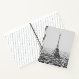 Black and White Eiffel Tower Paris Photography Notebook