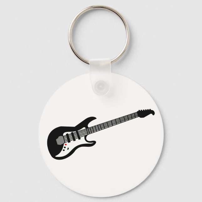 Black and White Electric Guitar Keychain (Front)