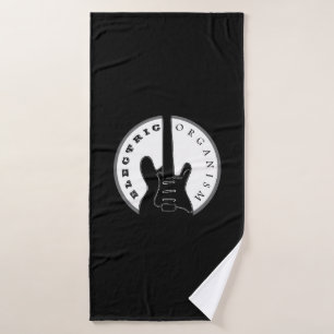 Black and White Electric Guitar Rock Music Modern Bath Towel