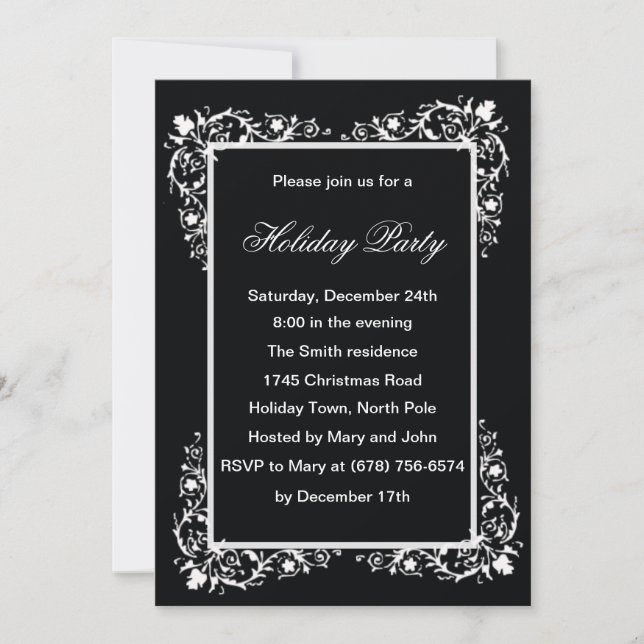 Black And White Elegance Party Invitations (Front)