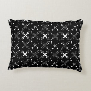 Black and White Elegant Abstract Floral Pattern Accent Pillow