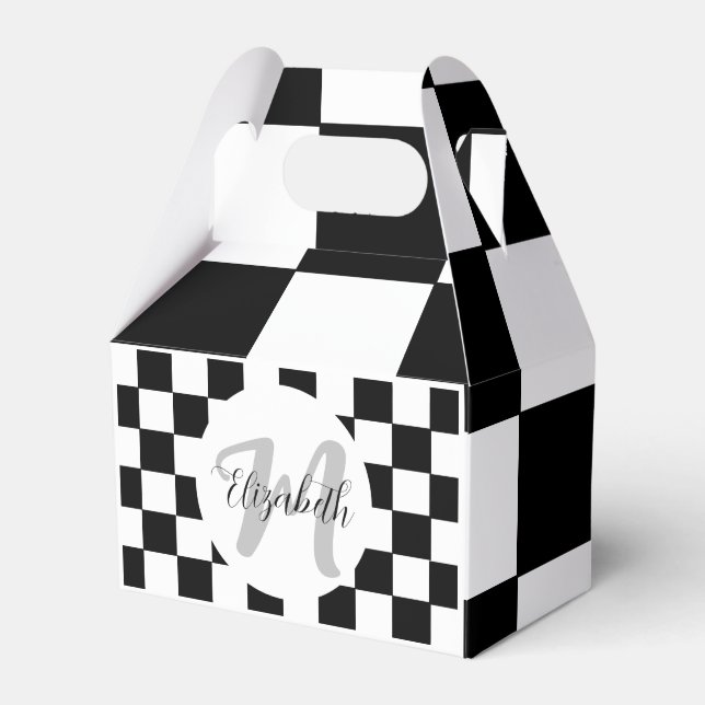 Black and White Elegant Aesthetic Favor Box (Front Side)
