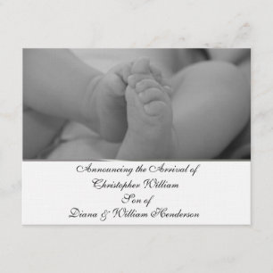 Black and White Elegant Baby Announcement
