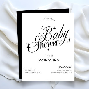 Black and white elegant baby shower invitation