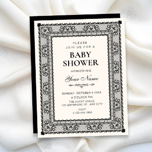 Black and white elegant baby shower invitation