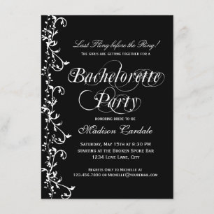 Black and White Elegant Bachelorette Party Invitation