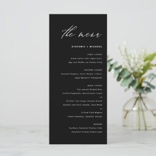 Black and White Elegant Calligraphy Wedding Menu