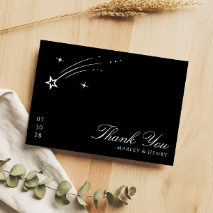 Black and White Elegant Celestial Wedding Thank You Card