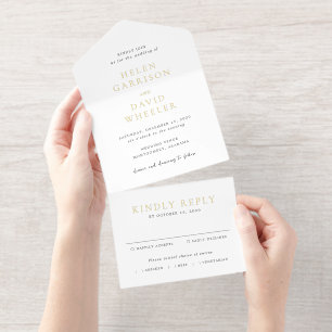Black and White Elegant Classic Wedding All In One Invitation