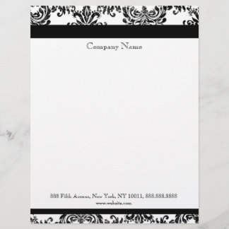 Black and White Elegant Damask Letterhead