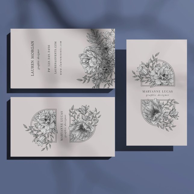 Black And White Elegant Floral Business Card (Creator Uploaded)