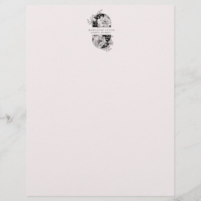 Black and White Elegant Floral Flyer (Front)