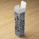 Black And White Elegant Floral Pattern Wine Box<br><div class="desc">Elegant black floral pattern over white custom background colour.</div>