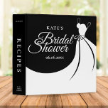 Black and White Elegant Gown Bridal Shower Recipe Binder<br><div class="desc">A chic bridal shower recipe binder featuring an elegant wedding gown on a black background with beautiful white script text. You can customise the background colour to coordinate with your wedding theme. Fill with all your recipe ideas to create an ideal personalised gift for any bride to be. Designed by...</div>