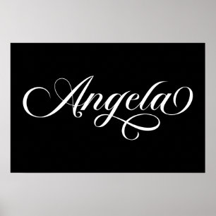 Black and White Elegant Lettering Angela Poster