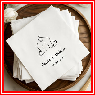 Black and White Elegant Minimalist Modern Wedding  Napkin