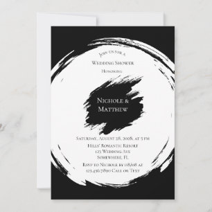 Black and White Elegant Minimalist Wedding Shower Invitation