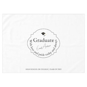 Black and White Elegant Modern Graduation Party Tablecloth