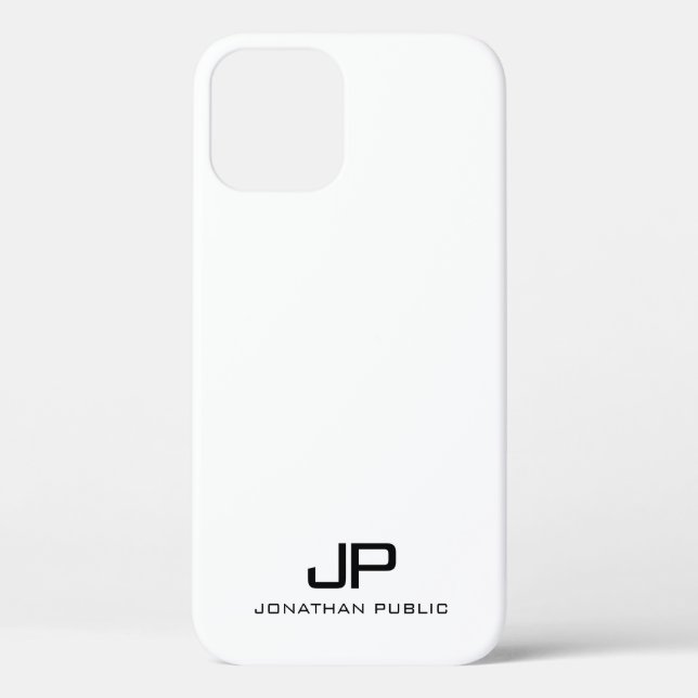 Black And White Elegant Modern Minimal Monogram Case-Mate iPhone Case (Back)