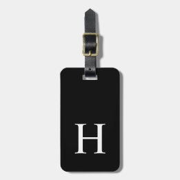 Black and White Elegant Modern Monogram Luggage Tag