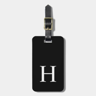 Black and White Elegant Modern Monogram Luggage Tag