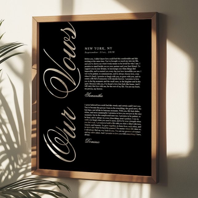 Black and White Elegant Modern Script Wedding Vows Poster (Creator Uploaded)
