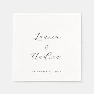 Black and White Elegant Modern Simple Wedding Napkin