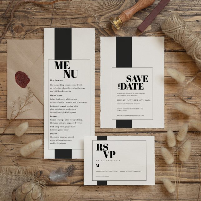 Black And White Elegant Modern Wedding Invitation (Creator Uploaded)