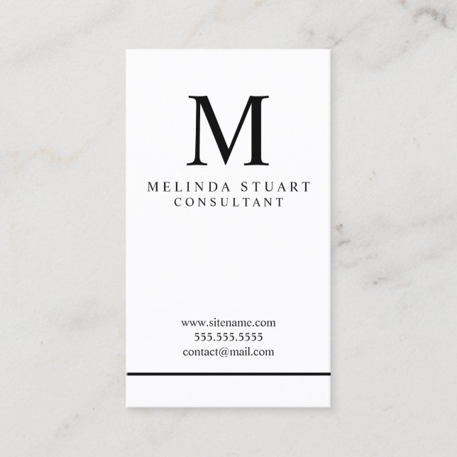 Black and White Elegant Monogram Business Card (Front)