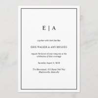 Black and white elegant monogram invitation