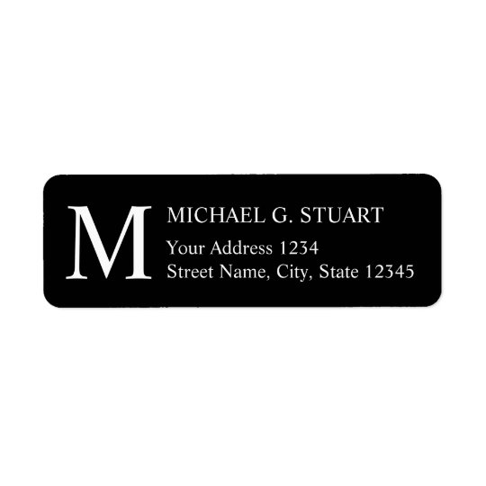 Black and White Elegant Monogram Return Address Label