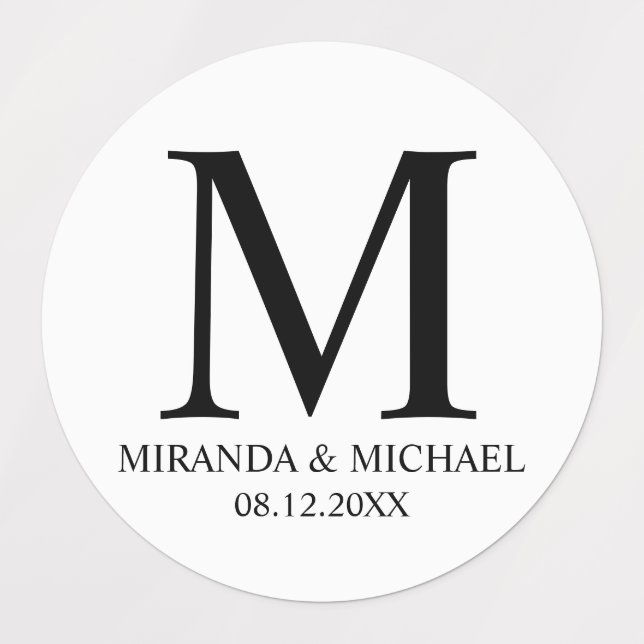 Black and White Elegant Monogram Wedding Favour (Design 1)