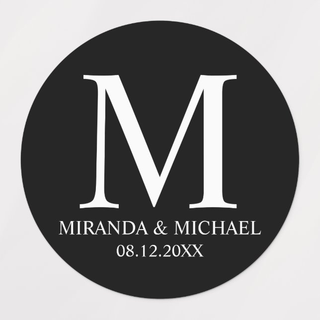 Black and White Elegant Monogram Wedding Favour La (Design 1)