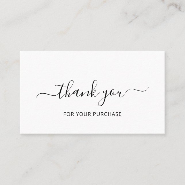 Black and White Elegant Order Thank You Insert (Front)