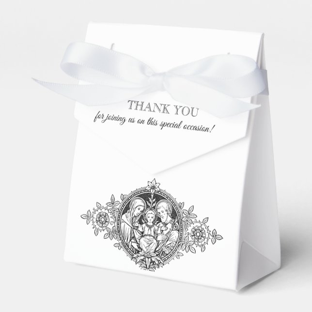Black and White Elegant Religious Wedding Favor Box (Front Side)