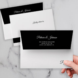 Black and white elegant return address monogrammed envelope