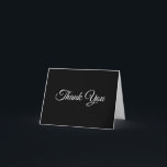 Black and White Elegant Script 50th Birthday Thank You Card<br><div class="desc">Create your own modern minimalist 50th birthday party folded thank you cards.
A classic elegant calligraphy paired with an all caps serif font.
Customize the solid black background or white font styles to create your own party favour design for her special celebration.
Trendy black and white typography design.</div>