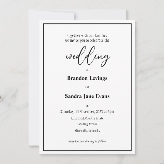 Black and White Elegant Script Invitation (Front)