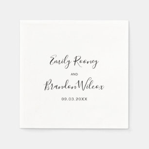 Black and White Elegant Script Modern Wedding Napkin