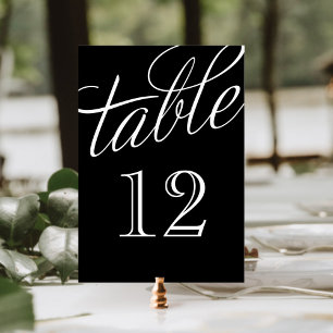 Black and White Elegant Script Table Numbers