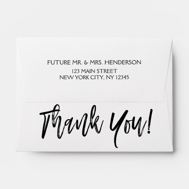 Black and White Elegant Script Thank You Envelopes (Back (Top Flap))