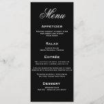 Black and White Elegant Script Wedding Menu Card<br><div class="desc">Menu cards for all your guests. Font Style,  Size,  and Colour can be customized to fit your needs. Paper size and printing process can also be changed.</div>