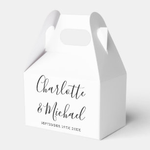 Black And White Elegant Signature Script Wedding Favor Box