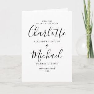 Black And White Elegant Signature Script Wedding  Program