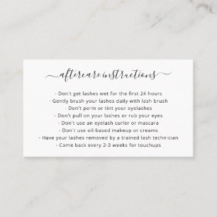 Black and White Elegant Simple Aftercare Lashes Business Card