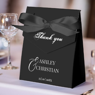 Black and white elegant simple monogram printed favor box