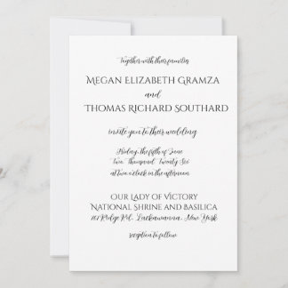 Black and White Elegant Simplicity Wedding Invite