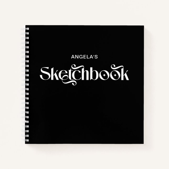 Black and White Elegant Typography Sketch Notebook (Front)