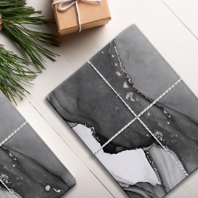 Black and White Elegant Watercolor Marble Wrapping Paper Sheet (Creator Uploaded)
