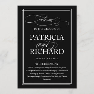 Black And White Elegant Wedding Ceremony Program